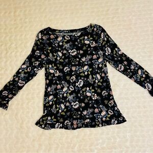 GUC- LOFT Blue Fitted Blouse with Floral Print
